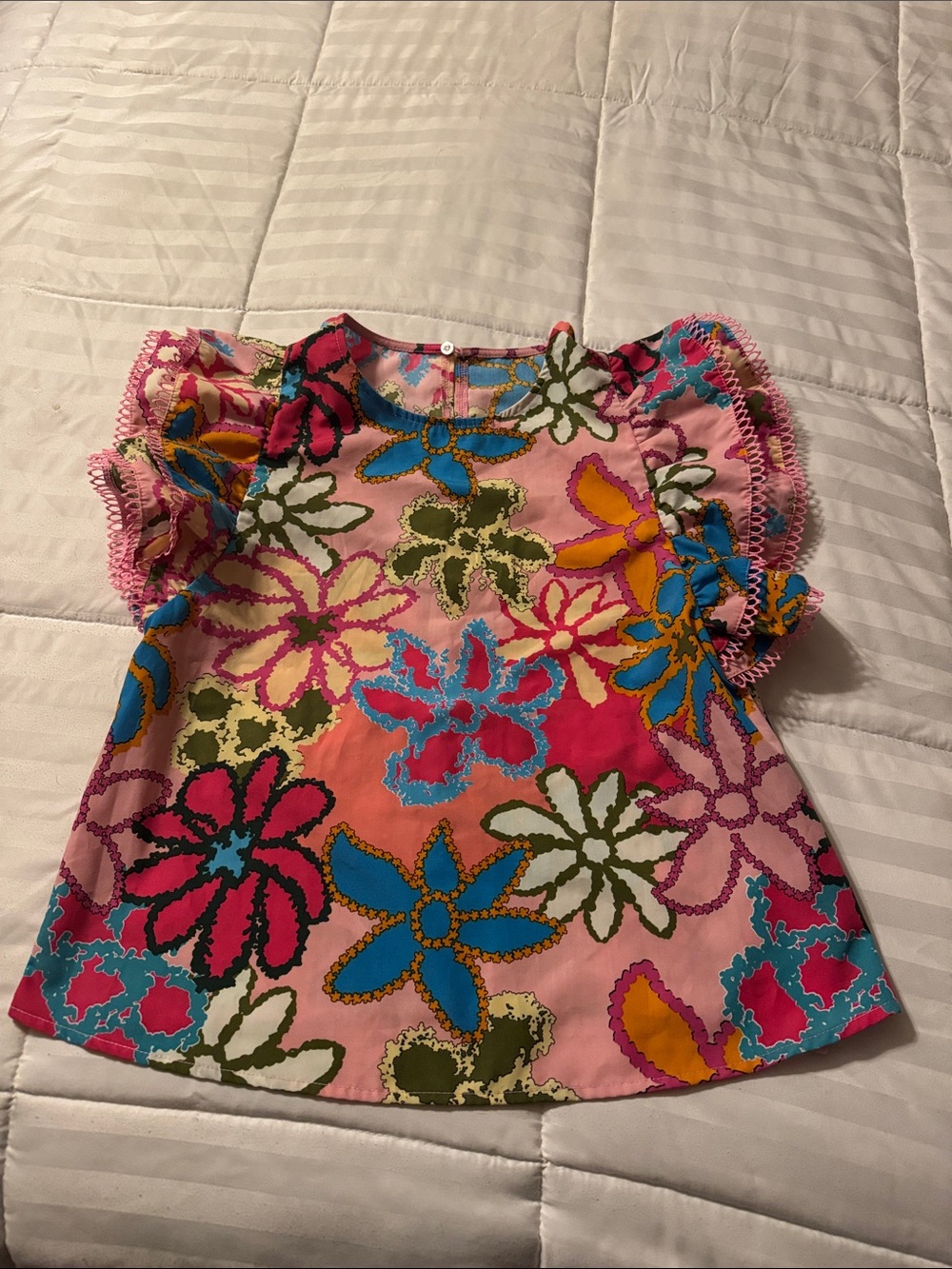 Pink Floral Short Sleeve Top